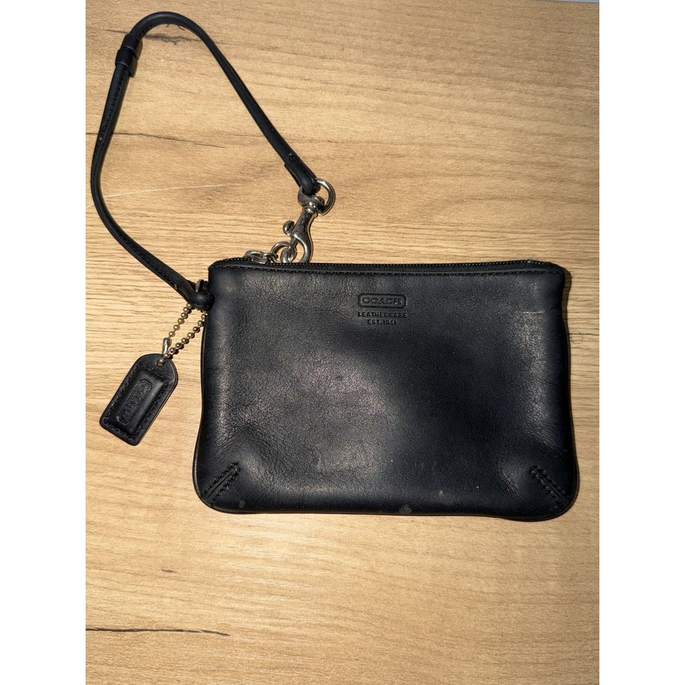 Coach Black Leather Wristlet Coin Purse M